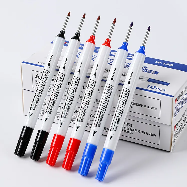 双头长嘴木工记号笔防水深孔油性笔电工加长记号笔瓷砖标记笔