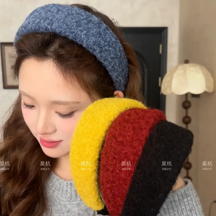 显白雾霾蓝～卷毛海绵宽版盘发器秋冬发饰韩系博主同款少女简约