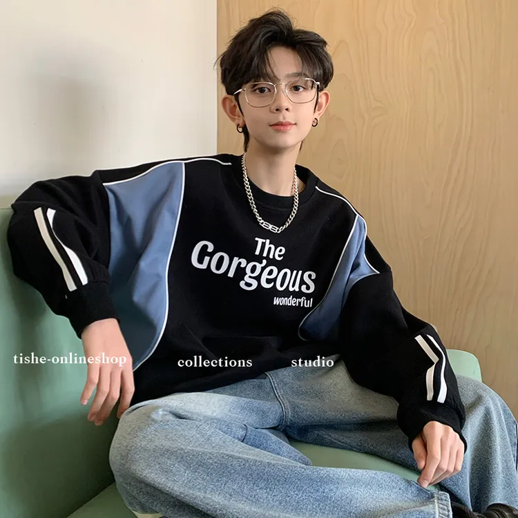 男大童卫衣春秋款2025新款秋装青少年撞色拼接上衣大童休闲运动衣