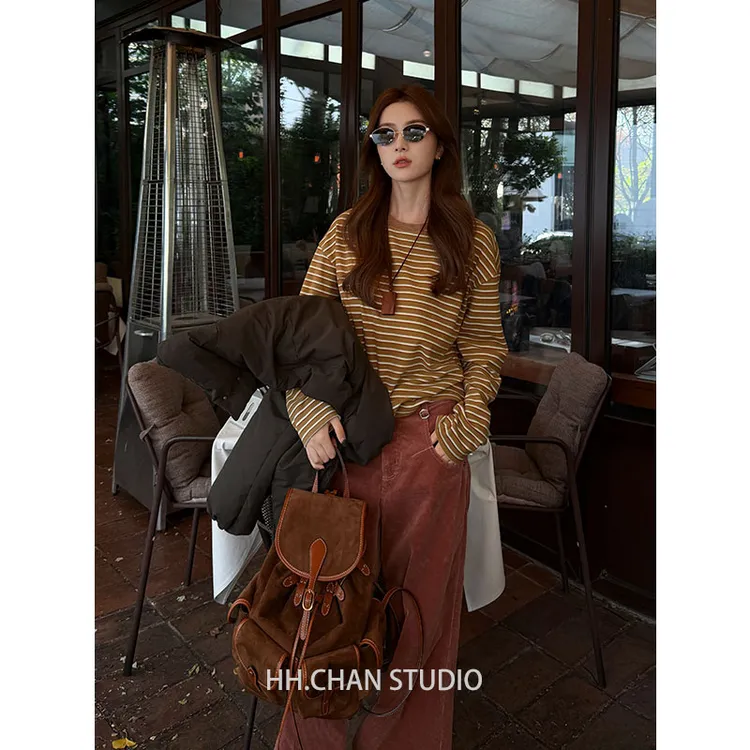 HH.CHAN“粉灯灯”定制棉粉色灯芯绒直筒显瘦百搭休闲裤HH53S39486