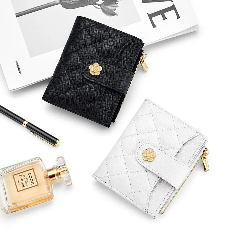 英皇保罗女士真皮钱包皮夹轻奢时尚零钱包女包卡包多功能简约菱格