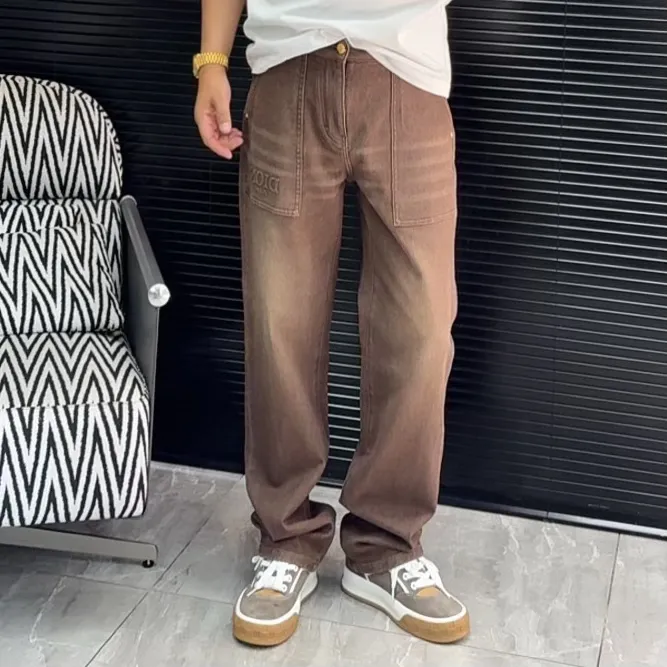 男士小阔腿牛仔裤030早秋时尚高端百搭显瘦宽松水洗牛仔裤秋冬