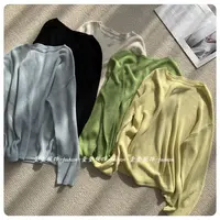 【萱萱服饰】ZZ1207早春新款时尚百搭休闲纯色圆领长袖修身显瘦衫女