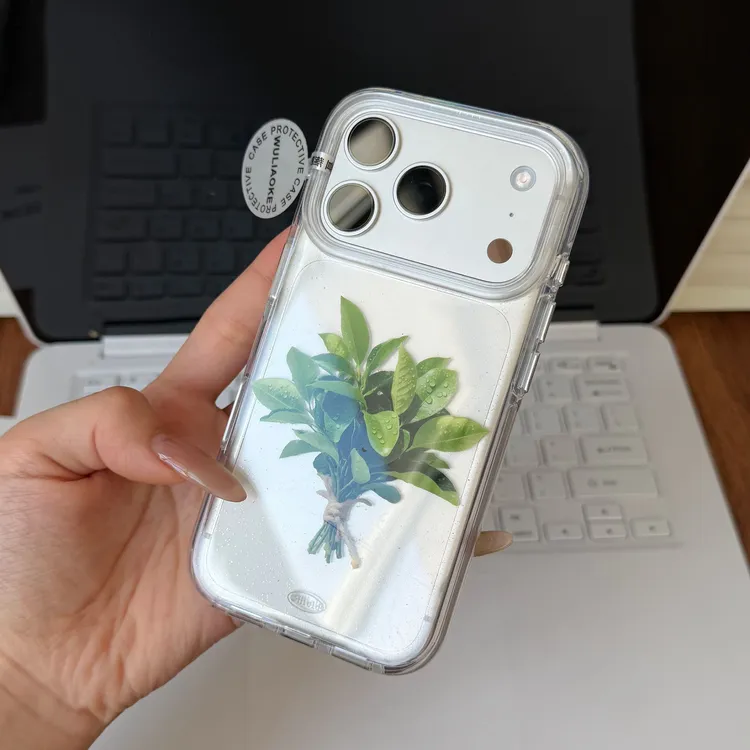 双层柚子叶一体ai按键适用苹果iPhone17promax手机壳