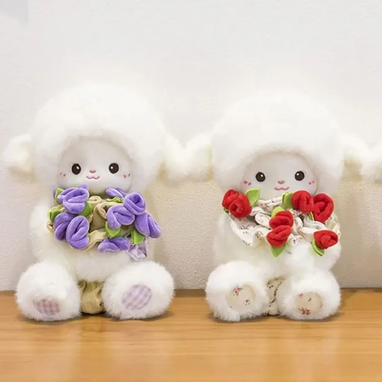 玫瑰花小羊公仔玩偶网红小绵羊公仔毛绒玩具关节可动送女朋友礼物