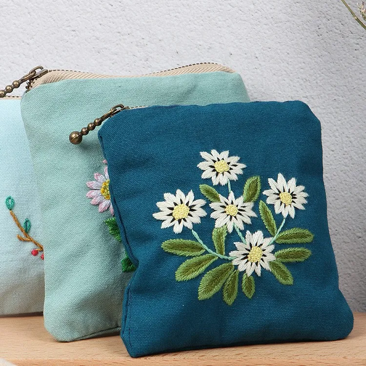 刺绣diy零钱包包手工创意制作 成人初学布艺材料包绣花孕期丝带绣