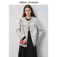 VEGACHANG【花呢雅调】小香风外套搭小黑裙套装2025新氛围感0330LL