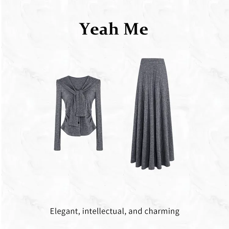 Yeah Me/也觅【凛冬将至】冬季新款简约高级感毛衣半身裙套装女款