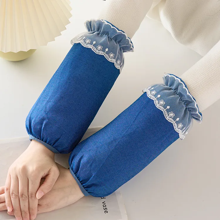 2025新款牛仔袖套女士秋冬大号羽绒服防污护袖长款耐脏办公室套袖