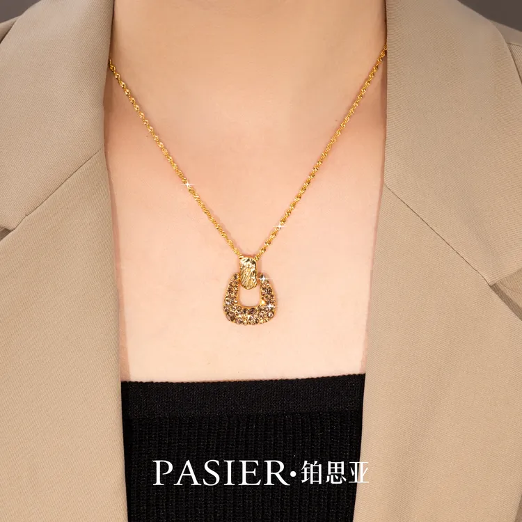 铜合金锆石项链 铂思亚 [黎粟]小众轻奢高级秋冬项链BD9520香槟
