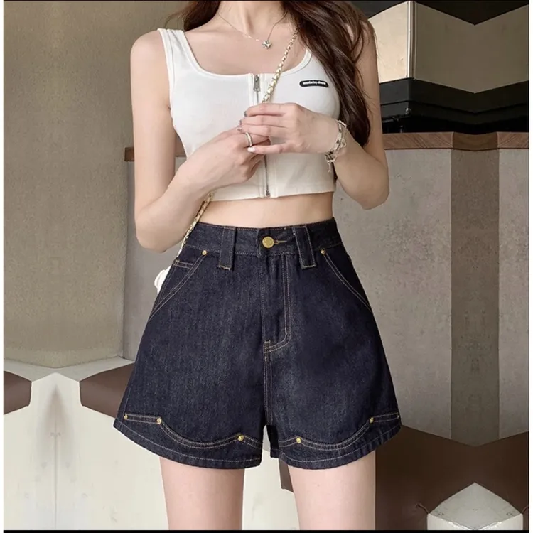 25款薄款韩版修身A字版显高显瘦休闲百搭丹宁蓝牛仔短裤2519