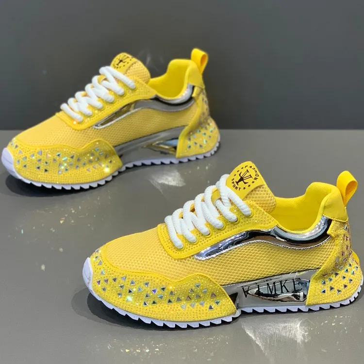 okkdey高端男鞋阿甘鞋秋季透气网面运动老爹鞋设计师款烫钻