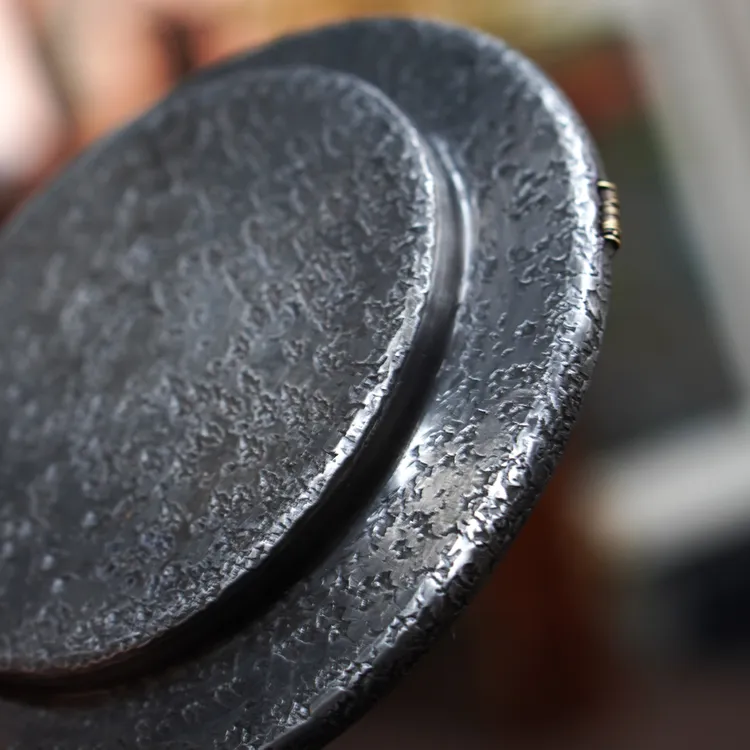 手打纯锡壶承干泡台虫噬纹铜锯钉直径15左右内经10.5