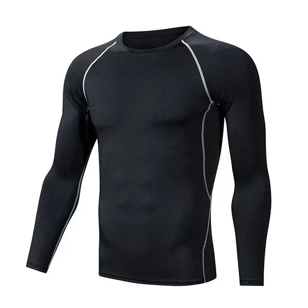 拍1发2男士高弹跑步健身速干上衣运动训练紧身衣篮球晨跑长袖衫