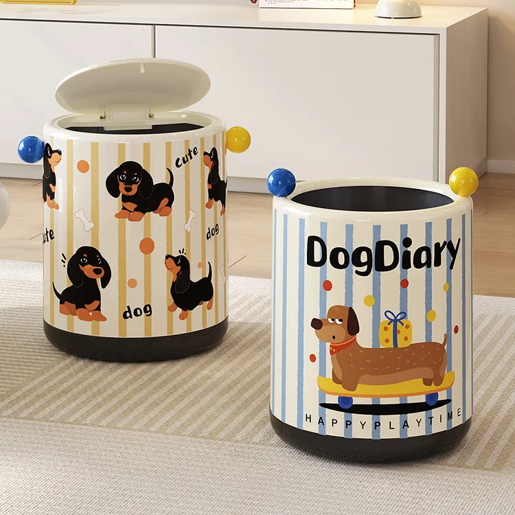 美世达创意带滑轮垃圾桶家用2025新款高颜值客厅卫生间带盖收纳桶