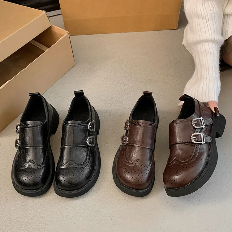 厚底小皮鞋女2026年春季新款增高单鞋配裙子jk鞋百搭通勤乐福鞋子