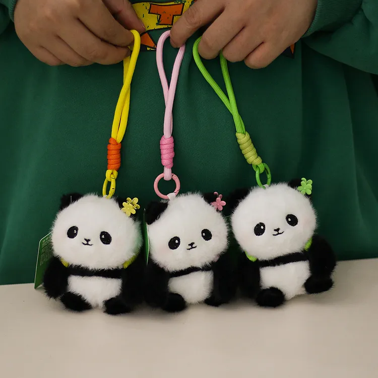 正版可爱熊猫花花毛绒玩具小挂件背包小挂饰玩偶公仔成都基地同款