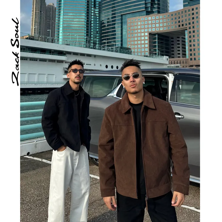 Zack校长zacksoul 复古戈壁荒野翻领夹克磨砂麂皮绒质感拉链短款