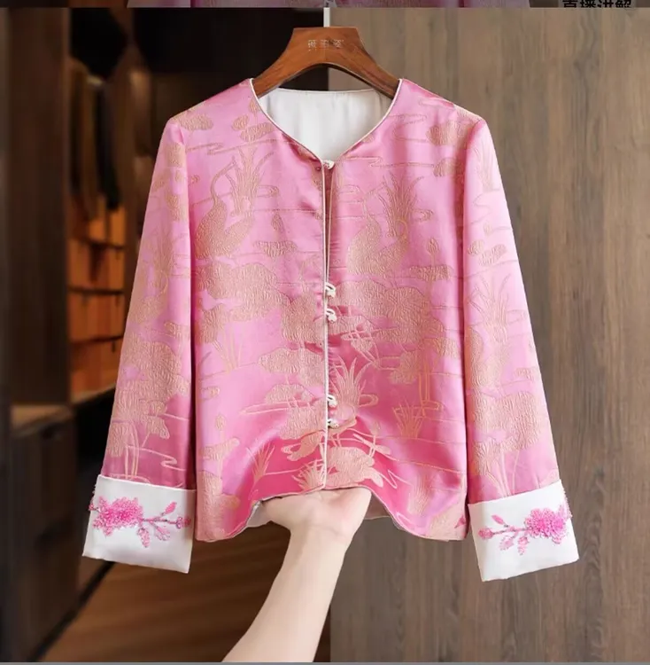 明星同款新中式提花外套2025春季新品国风洋气提花气质中国风上衣