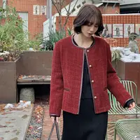 新品现货-【红丝绒小香】FS410W079小香风粗花呢羽绒外套