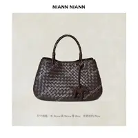 NiannNiann 新品时尚精致通勤小羊皮手拎斜跨编织托特包16177