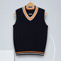 艾顿校中小学生英伦风针织背心校服撞色条纹藏青色保暖秋冬马甲