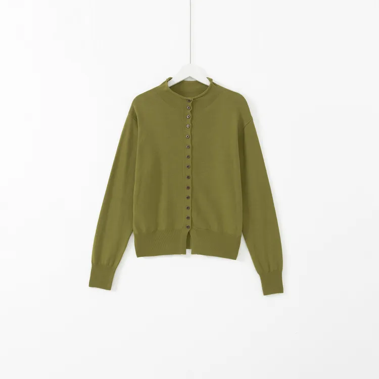 几里与麻 14针羊毛半高领单排扣针织开衫 衣长54胸围100 2093046