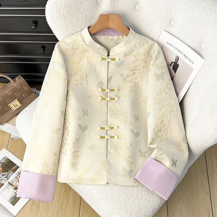 (繁花似锦)中式女装时尚立领刺绣中国风古风复古宽松外套