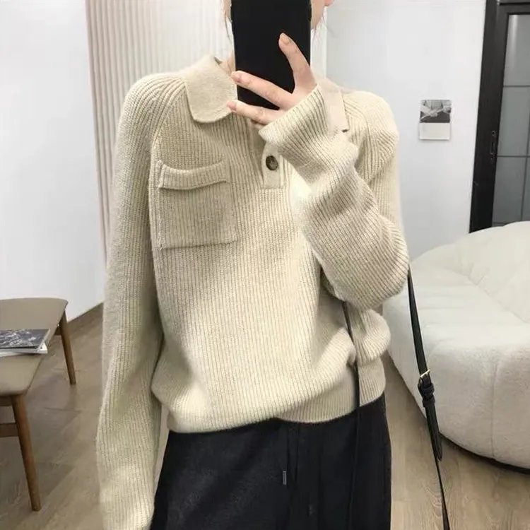 羊毛衫女网红宽松上衣长袖时尚休闲打底衫套头百搭针织衫纯色毛衣