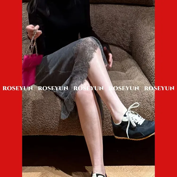 【Rose Yun】百分百羊毛特种绣定制定染蕾丝小开叉半身裙  JY125182