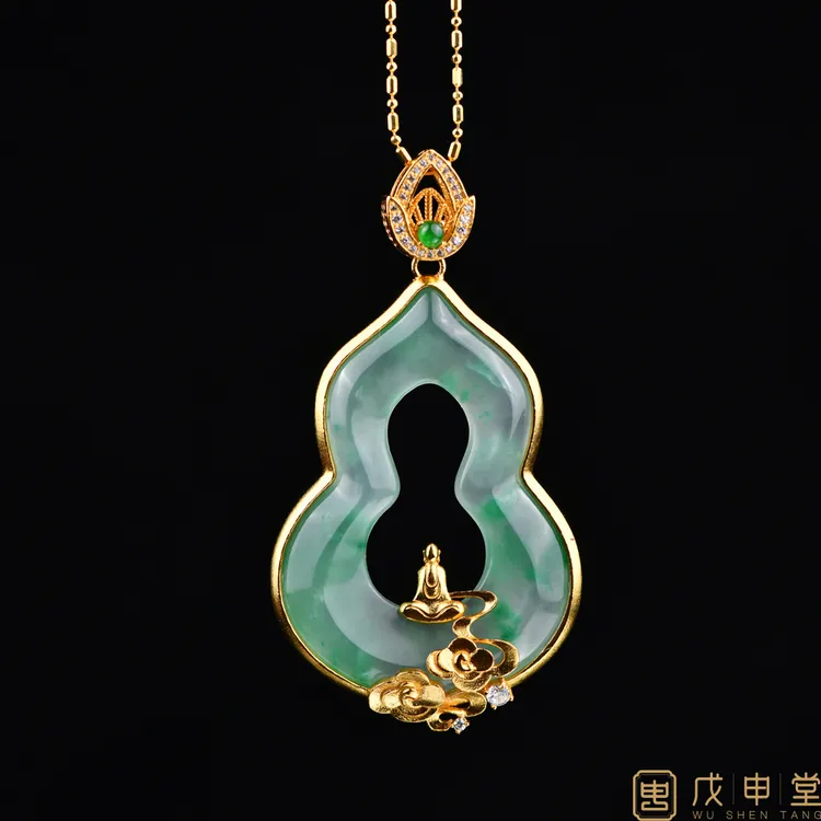 戊申堂【云中禅 · 心​】银鎏金冰玉葫芦飘花吊坠多样性发一国风珠宝商品图