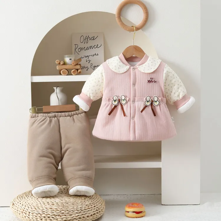 洋气女童套装棉衣冬装2025新款女宝宝加厚棉服洋气外出棉袄两件套