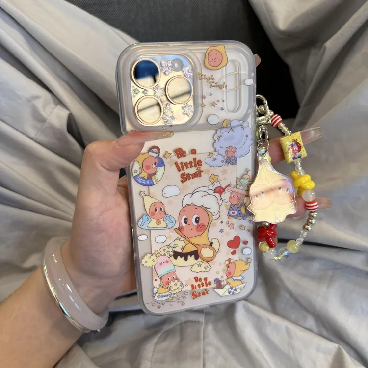双层磨砂星星人厨师插画适用于苹果17promax可爱16pro卡通手机壳