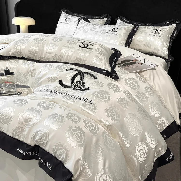 A类冰丝提花四件套刺绣款丝滑凉感床单床笠款床上用品被罩四件套