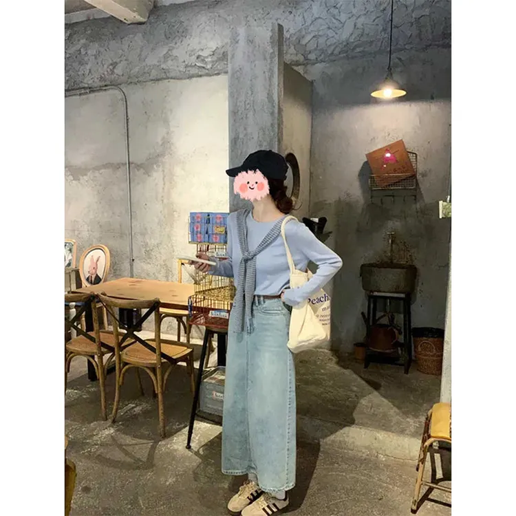 大码胖MM学院风假两件披肩长袖T恤女春季新款设计感小众休闲上衣