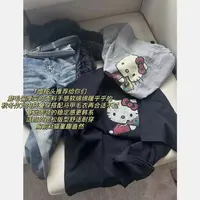 徐秋阳  卡通猫（大版型）  百搭时尚宽松印花猫显白磨毛短袖10539