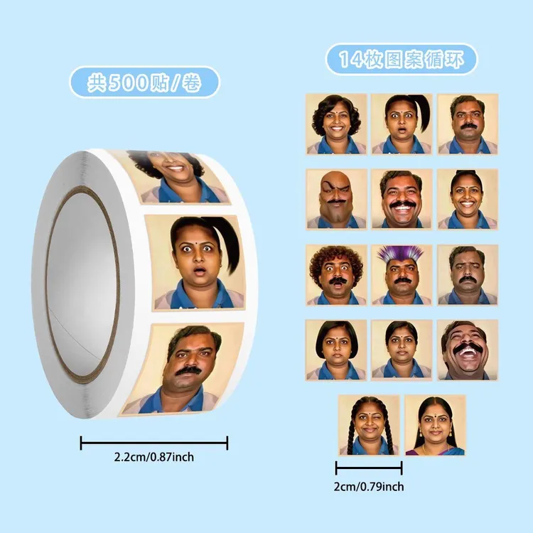 印度人头像卷卷贴趣味印度头像同桌整蛊贴画