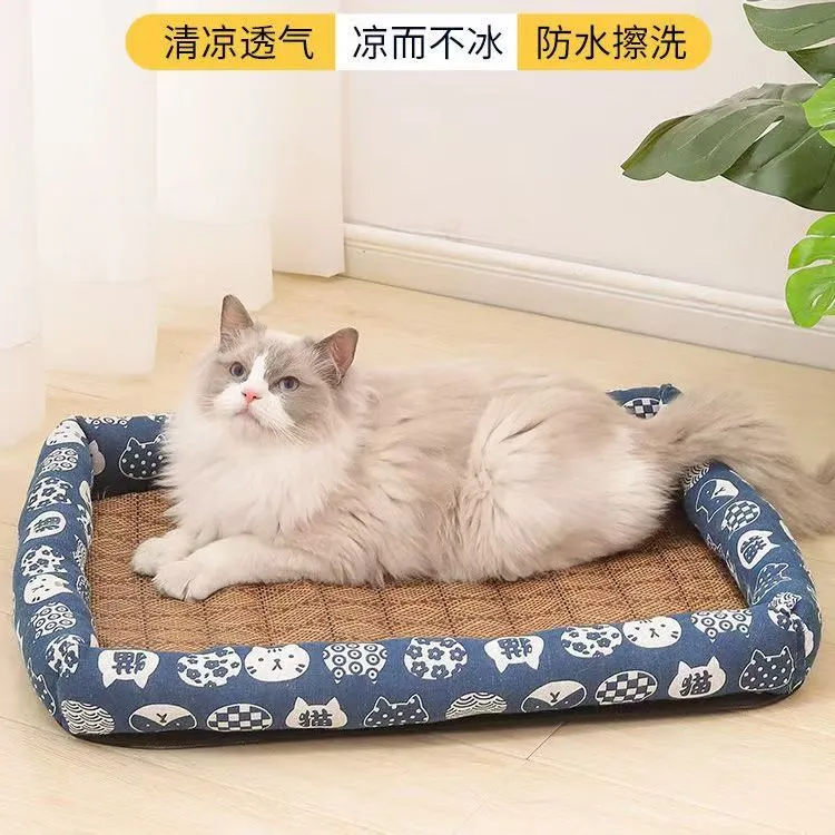 宠物夏季凉垫小猫窝藤编凉席小狗垫子泰迪凉席窝狗窝猫窝降温床垫商品图
