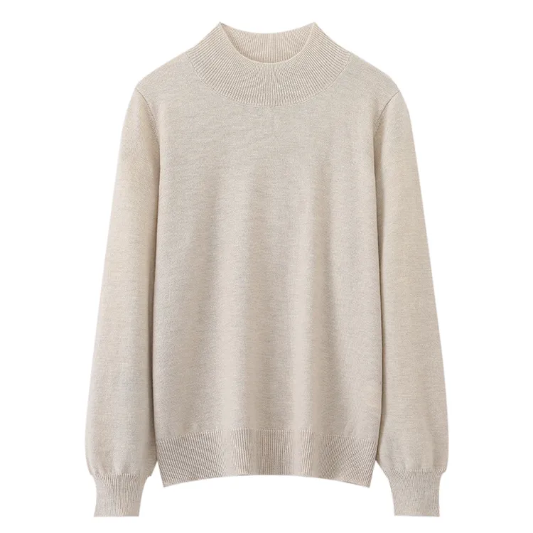 【不缩水】36支丝光羊毛衫女士半高领保暖100%纯羊毛美丽诺针织毛衣