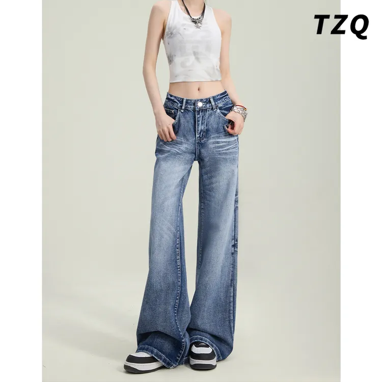 2025新款高腰微喇牛仔裤女春季显高显瘦百搭拖地喇叭裤子TZQ82680