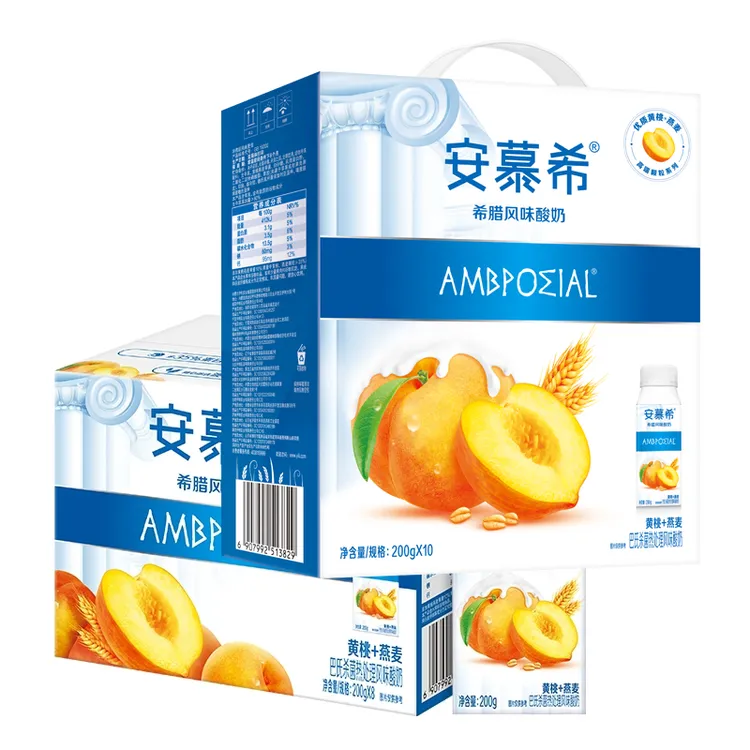 伊利【6月产】伊利牛奶安慕希黄桃燕麦酸奶/草莓燕麦200g*10盒/箱