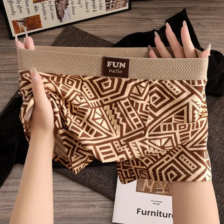 潮流印花男士内裤男生新款舒适运动平角裤男式男款青年透气四角裤