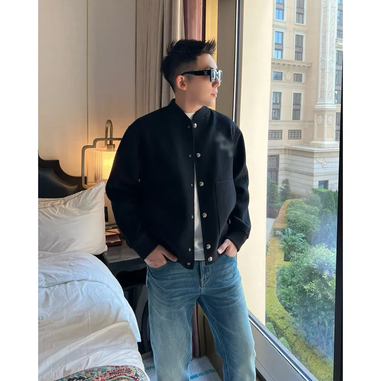 【十字夹克】老钱100绵羊毛双面呢短款休闲外套轻奢痞帅男士上衣