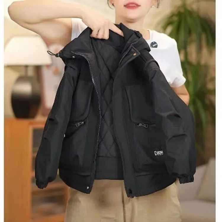 儿童秋冬夹棉外套韩版新款棉衣男女童时尚休闲中大童冲锋衣派克服