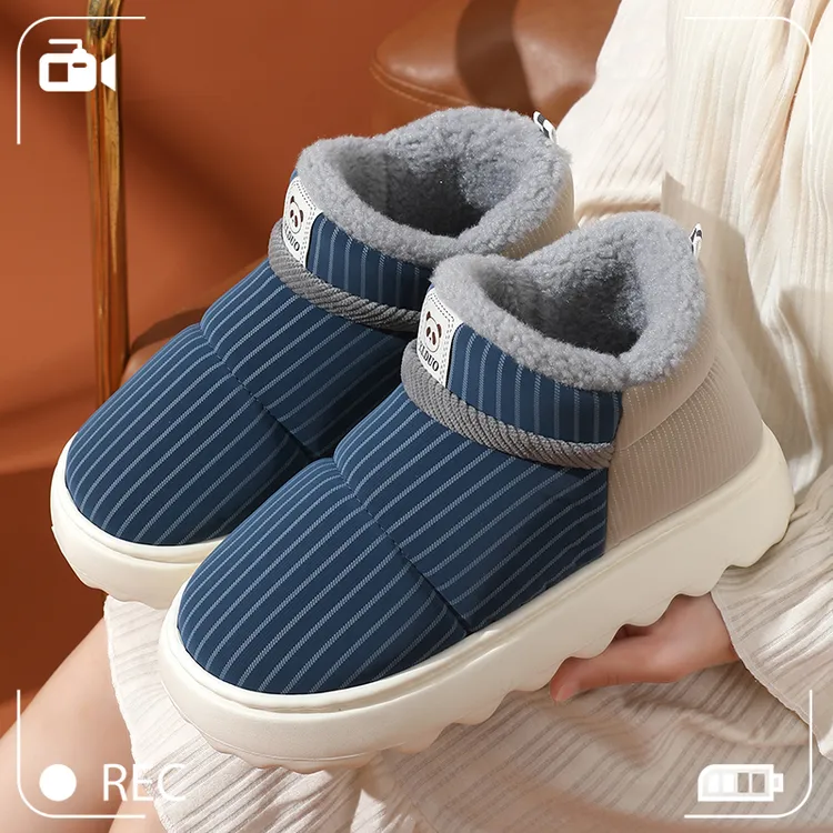 【高货】冬季防水保暖棉鞋学生外穿厚底室内高帮PU皮棉靴女加绒冬天