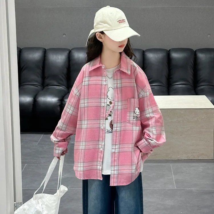 巴拉巴拉童装适用女童春秋格子衬衫2025新款衬衣外套儿童长袖秋装