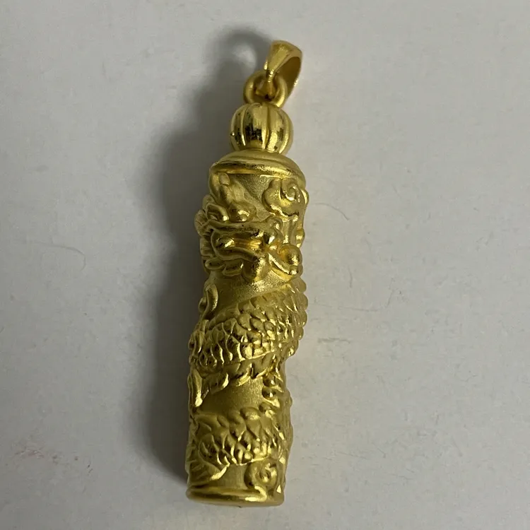 盘龙柱吊坠硬金工艺足金999