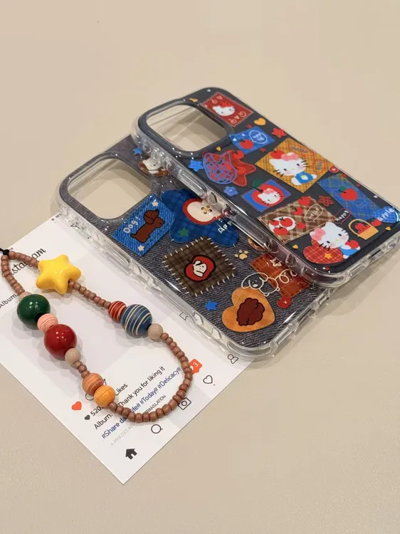 IMD圆边拼接牛仔腊肠kt卡通包相机键可爱适用苹果16/15/14promax