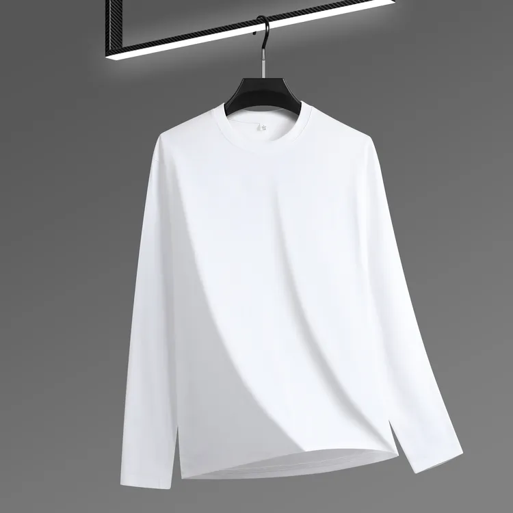 新疆长绒棉内衬打底衫男秋冬内搭白色男士纯棉长袖T恤衣服卫衣
