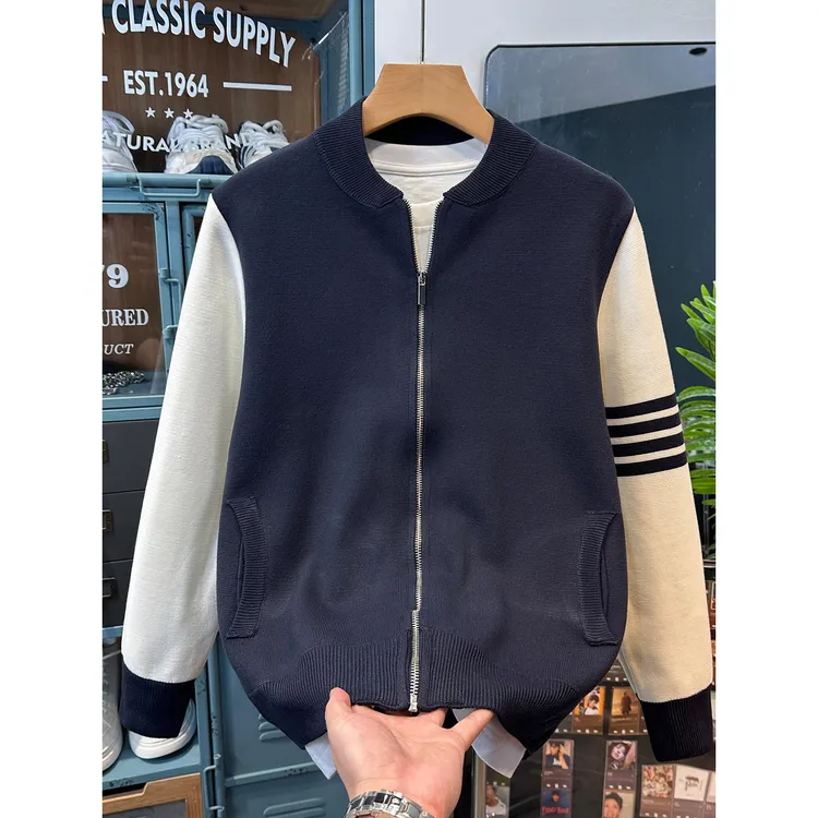 【TQUX官方正品】秋冬季潮牌tb四道杆开衫毛衣棒球服韩版男女休闲